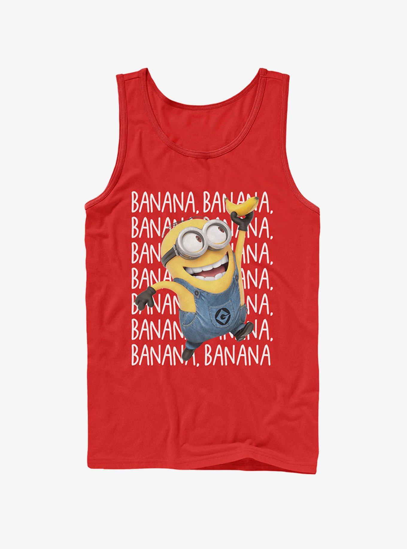 Minions Banana Repeat Tank Top, RED, hi-res