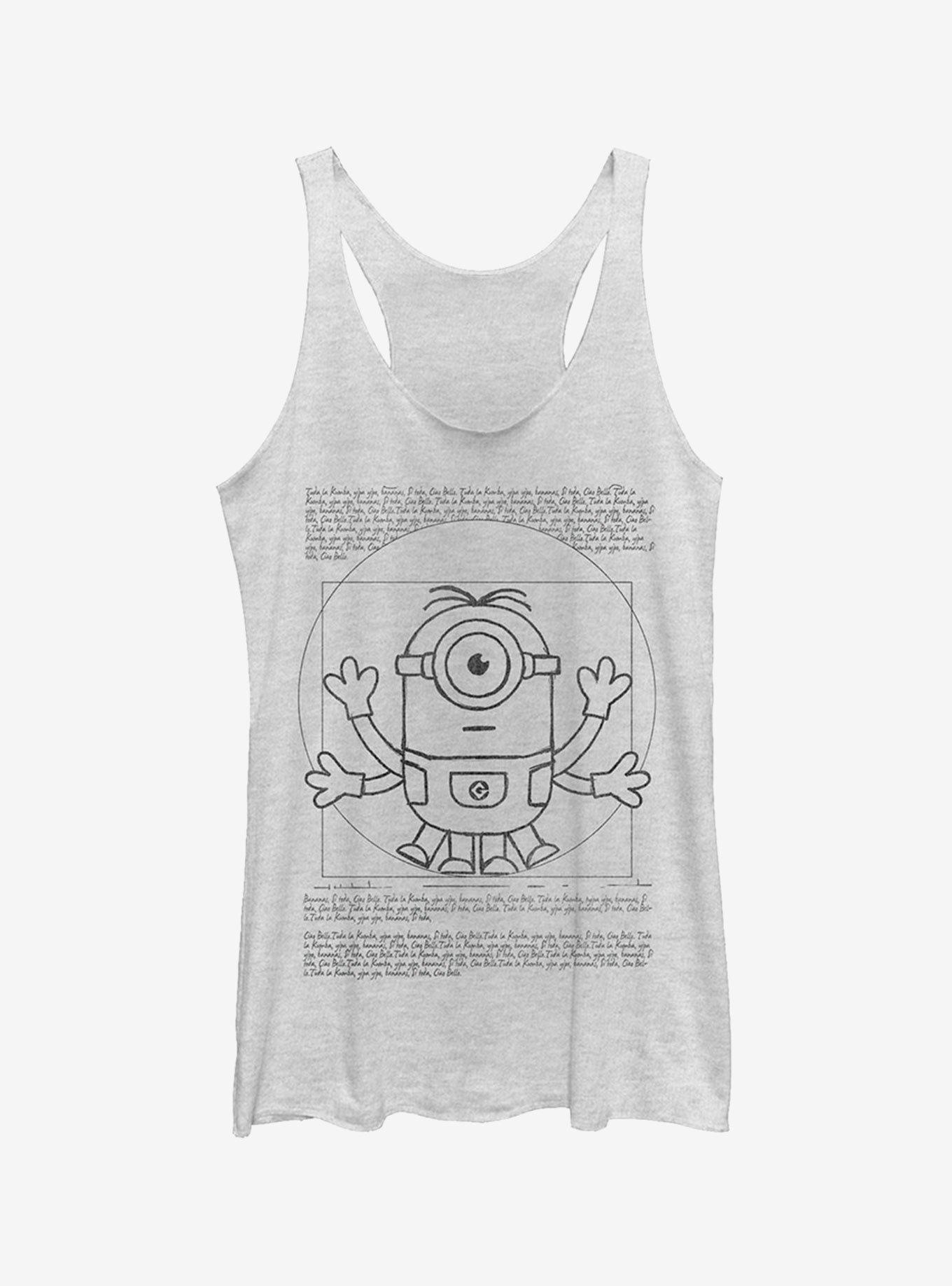 Minion da Vinci Man Girls Tank Top, WHITE HTR, hi-res