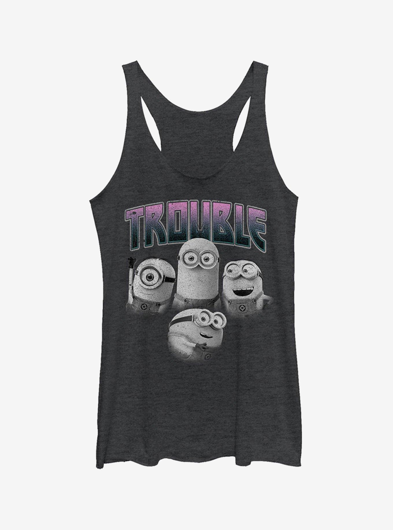 Minion Trouble Friends Girls Tank Top, BLK HTR, hi-res