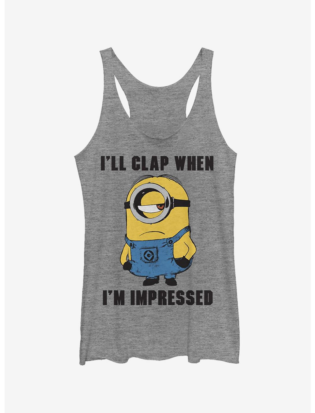 Minions Clap When Impressed Girls Tank Top, GRAY HTR, hi-res