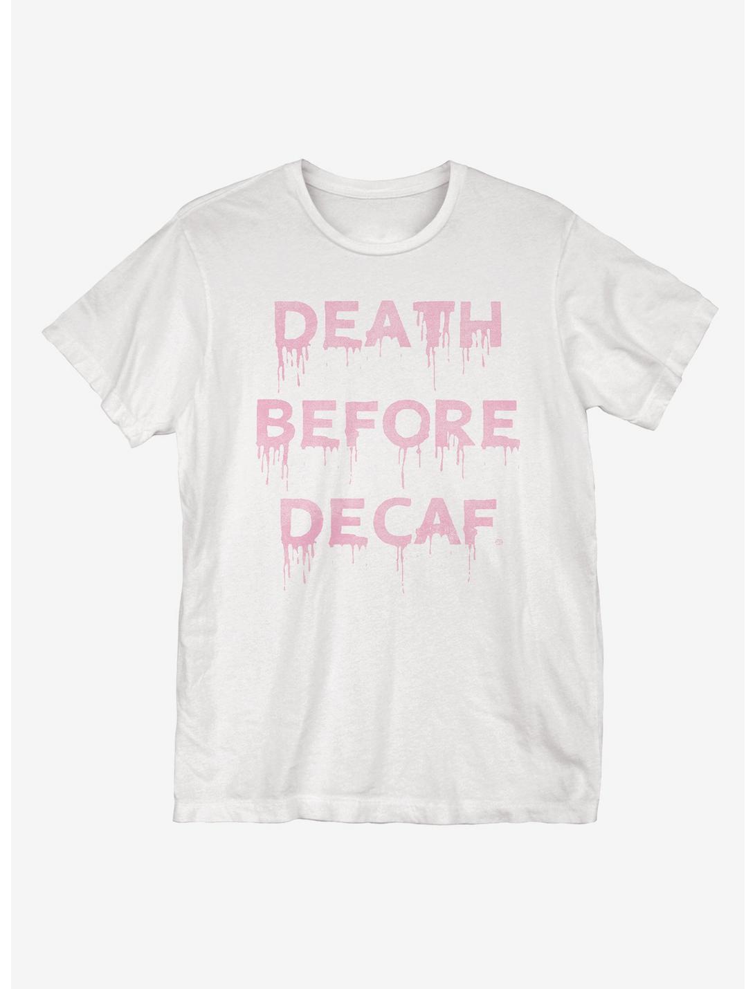 Death Before Decaf T-Shirt, WHITE, hi-res