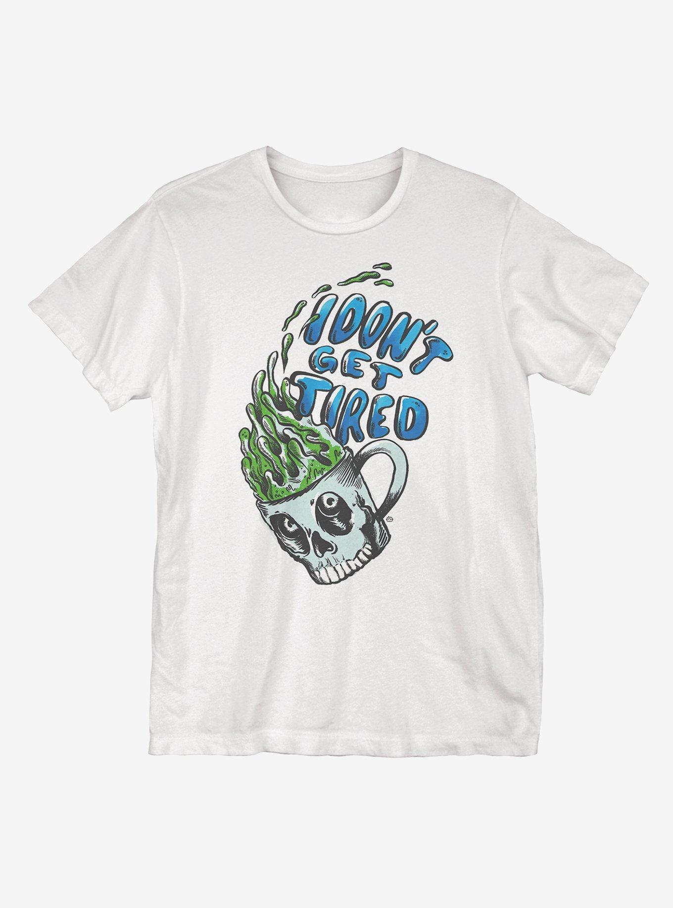I Don't Get Tired Skull T-Shirt, WHITE, hi-res