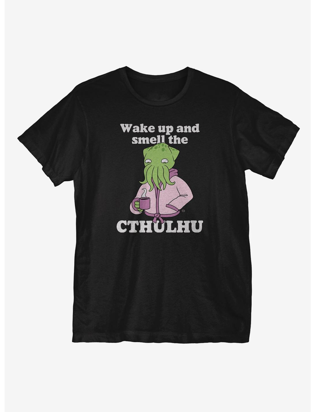 Wake Up and Smell The Cthulhu T-Shirt, BLACK, hi-res