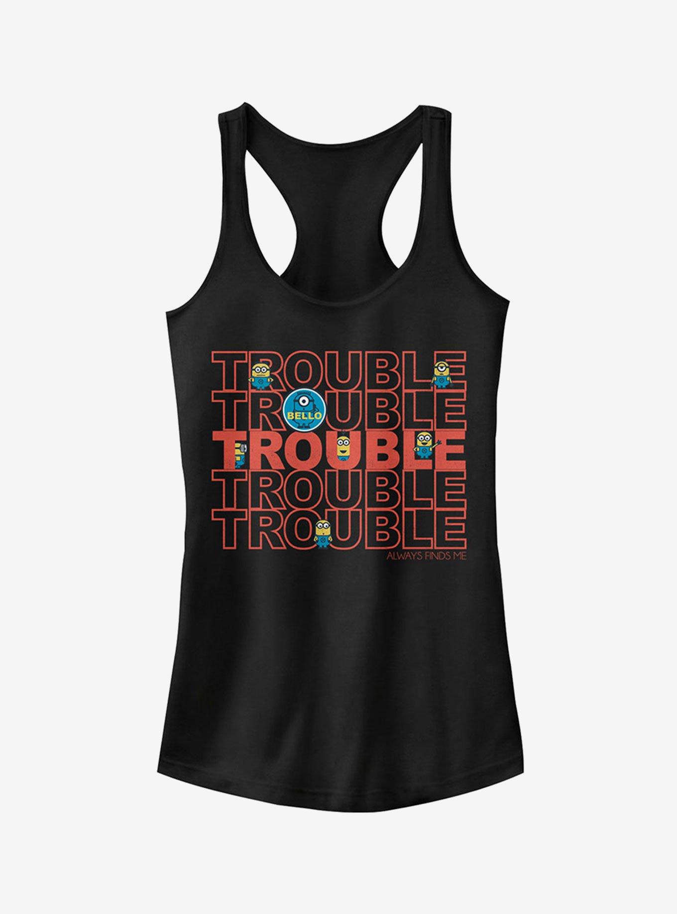 Minion Trouble Girls Tank Top, BLACK, hi-res