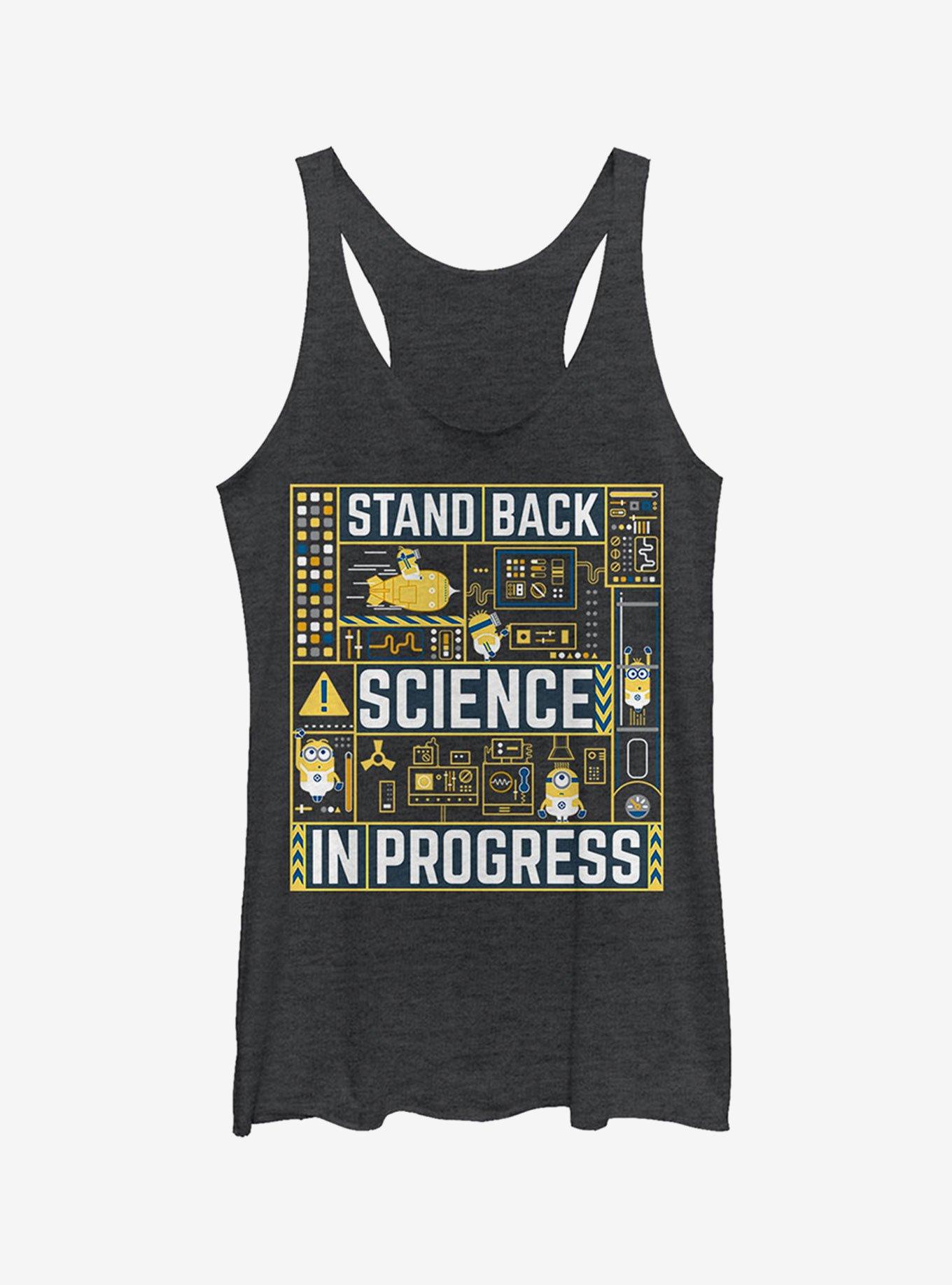 Minions Science in Progress Girls Tank Top, BLK HTR, hi-res