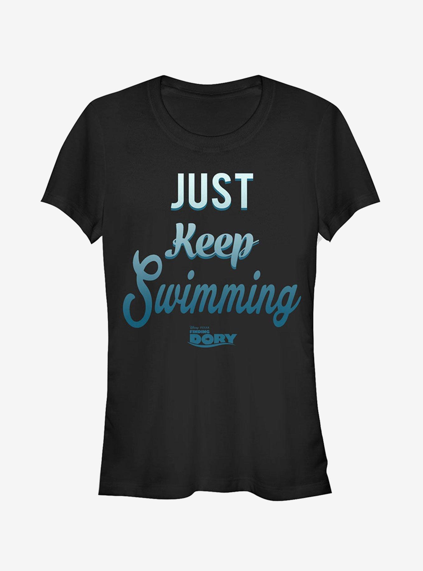 Disney Pixar Finding Dory Just Keep Swimming Motto Girls T-Shirt, BLACK, hi-res