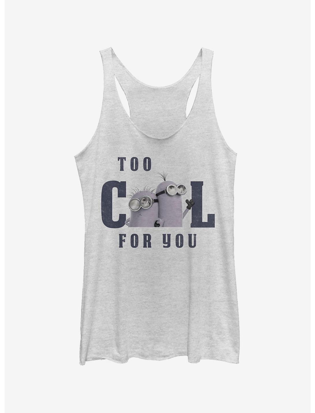 Minions Too Cool for You Girls Tank Top, WHITE HTR, hi-res