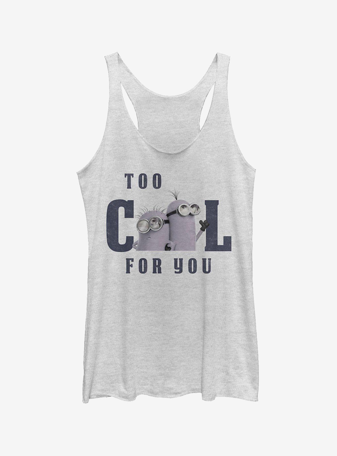 Minions Too Cool for You Girls Tank Top, WHITE HTR, hi-res