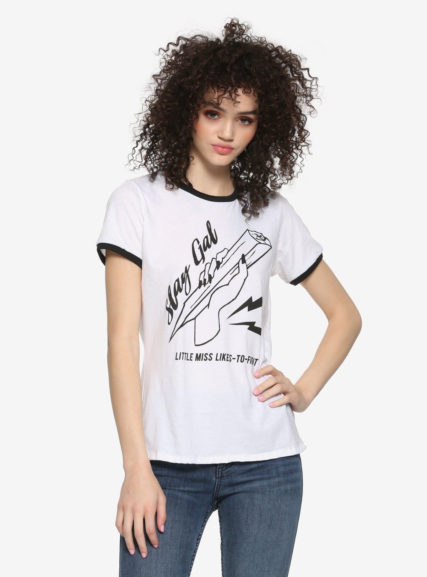 Buffy The Vampire Slayer Slay Gal Girls Ringer T-Shirt, BLACK, hi-res