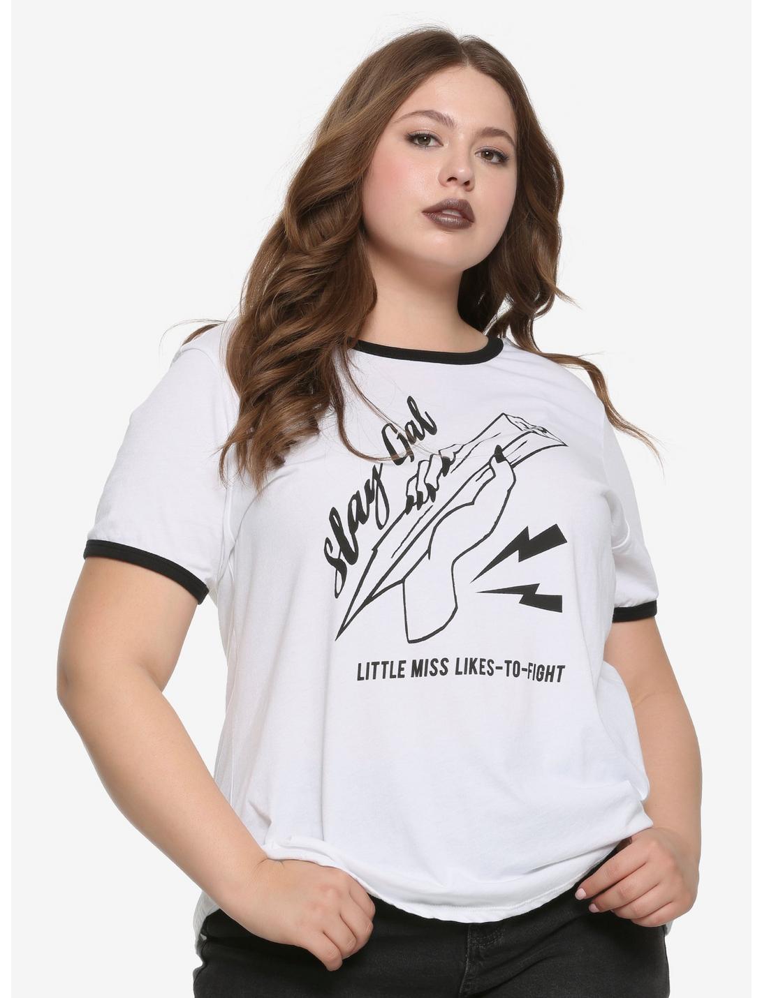 Buffy The Vampire Slayer Slay Gal Girls Ringer T-Shirt Plus Size, BLACK, hi-res