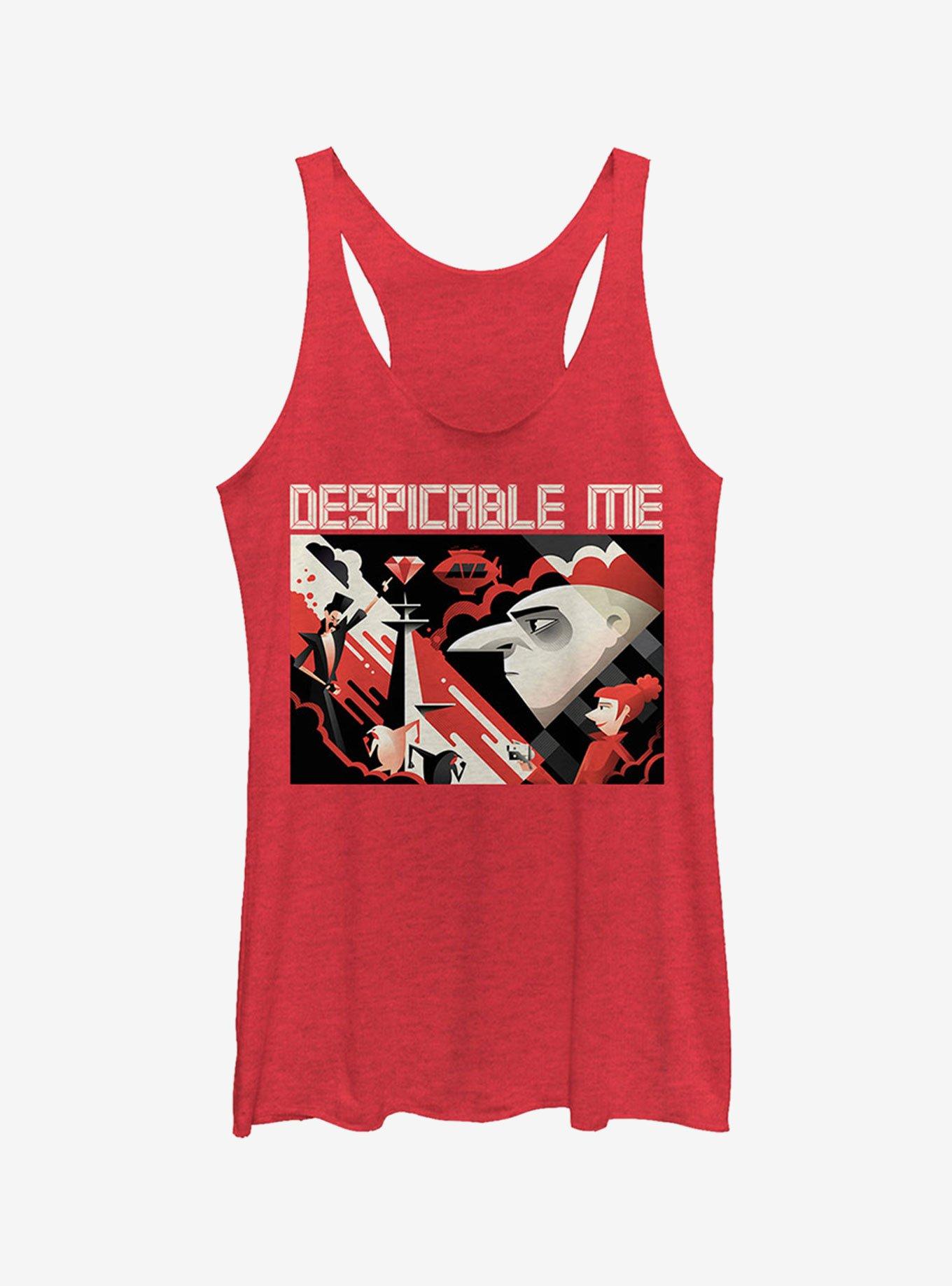 Minion Modern Gru Scene Girls Tank Top, RED HTR, hi-res