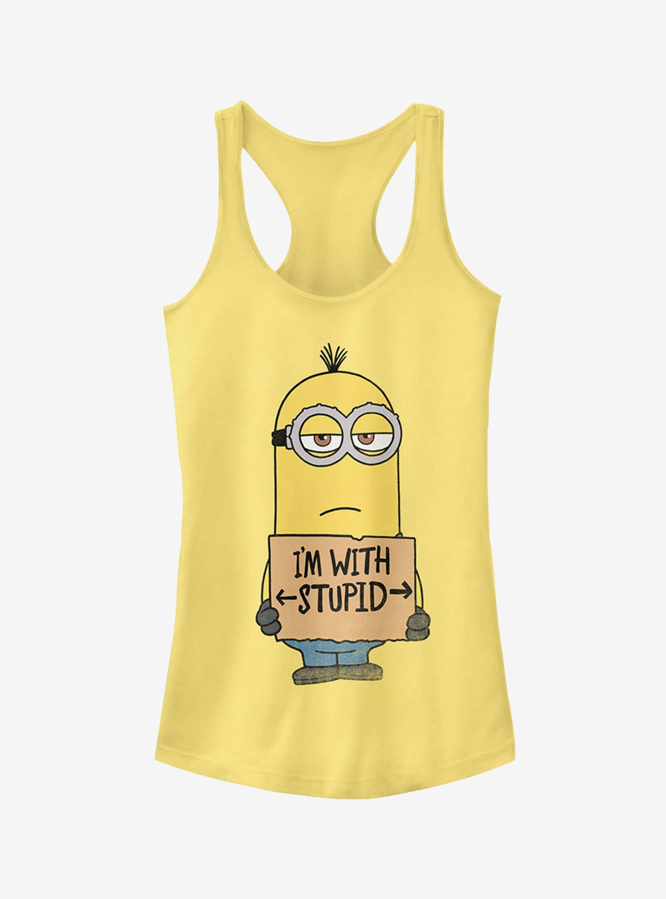 Minion With Stupid Girls Tank Top, BANANA, hi-res