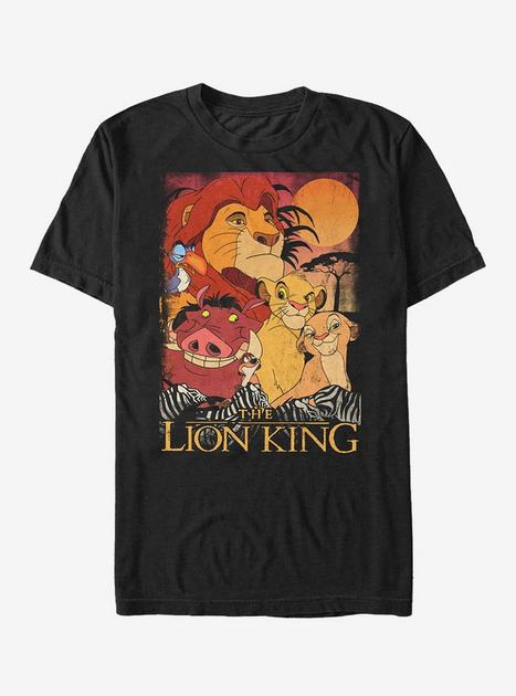 Disney Lion King Retro Distressed Friends T-Shirt - BLACK | Hot Topic