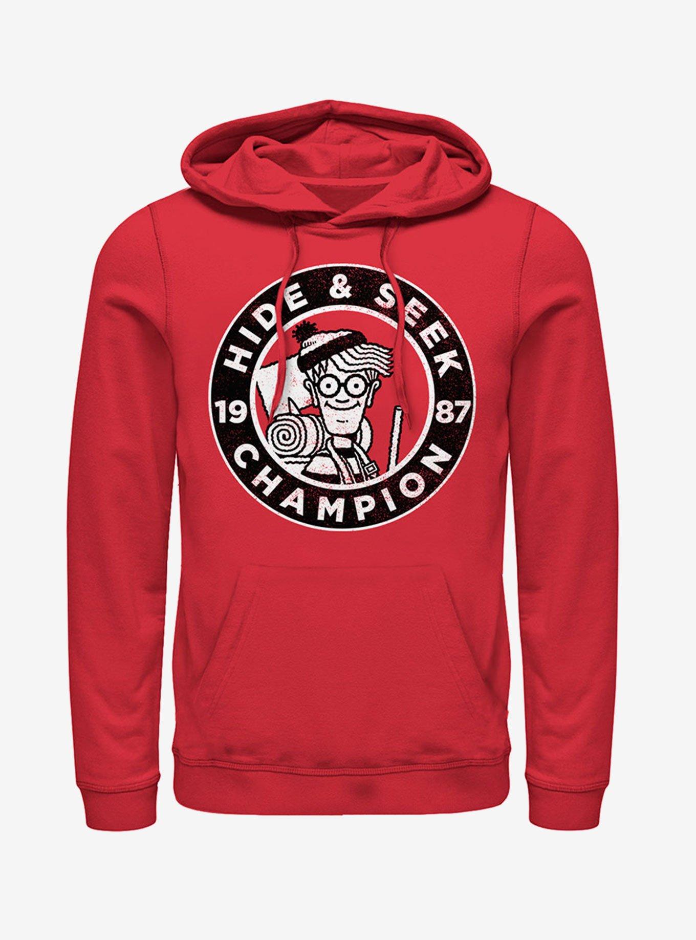 Where's Waldo Hide and Seek Champion Hoodie, RED, hi-res