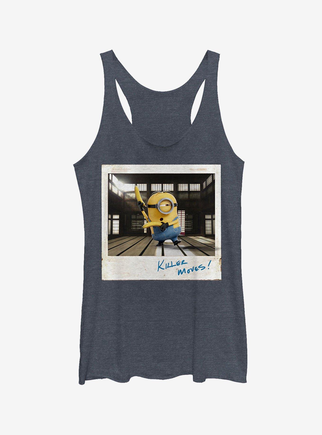 Minion Banana Karate Girls Tank Top, NAVY HTR, hi-res