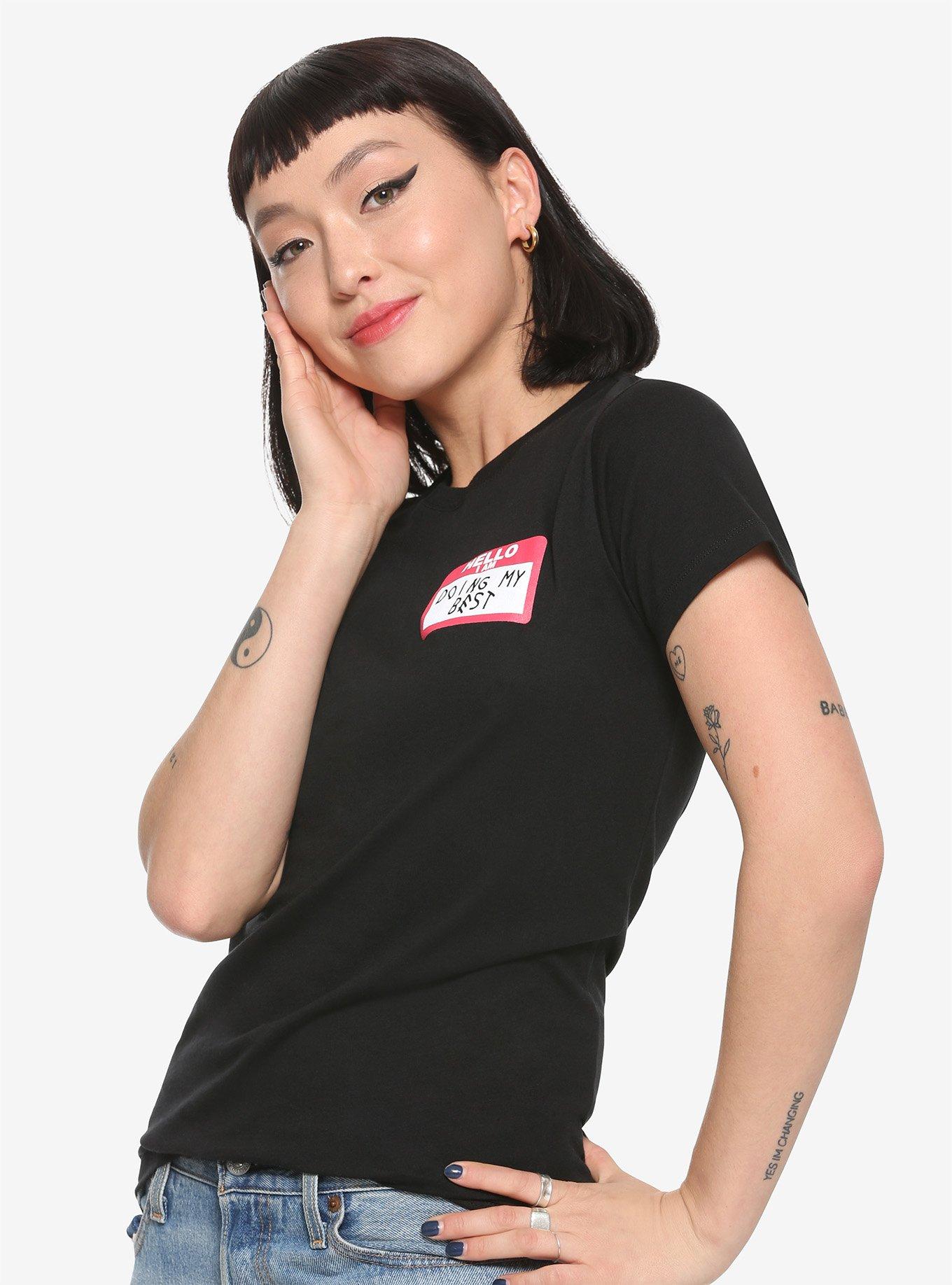 Hello I Am Doing My Best Name Tag Girls T-Shirt, MULTI, hi-res