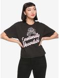 Emotionally Unavailable Rose Cropped Girls T-Shirt, PINK, hi-res