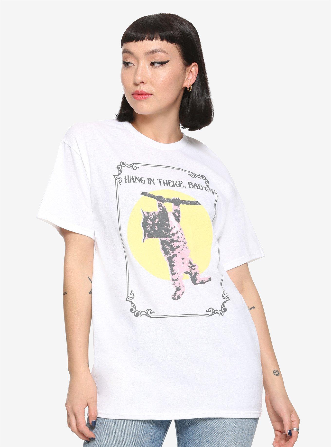 Cat Hang In There Girls Oversized T-Shirt, MULTI, hi-res