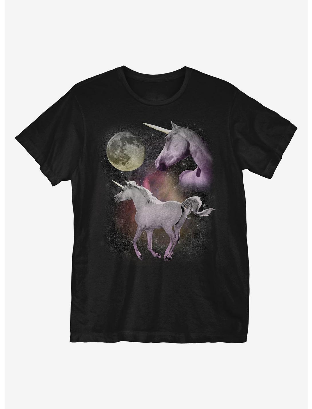 Two Unicorn Moon T-Shirt, BLACK, hi-res