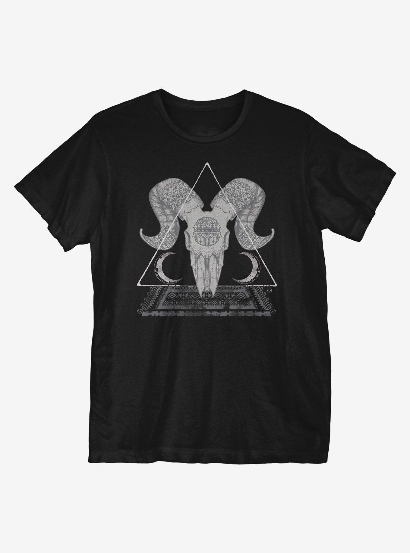 Mystic Ram Skull T-Shirt, BLACK, hi-res