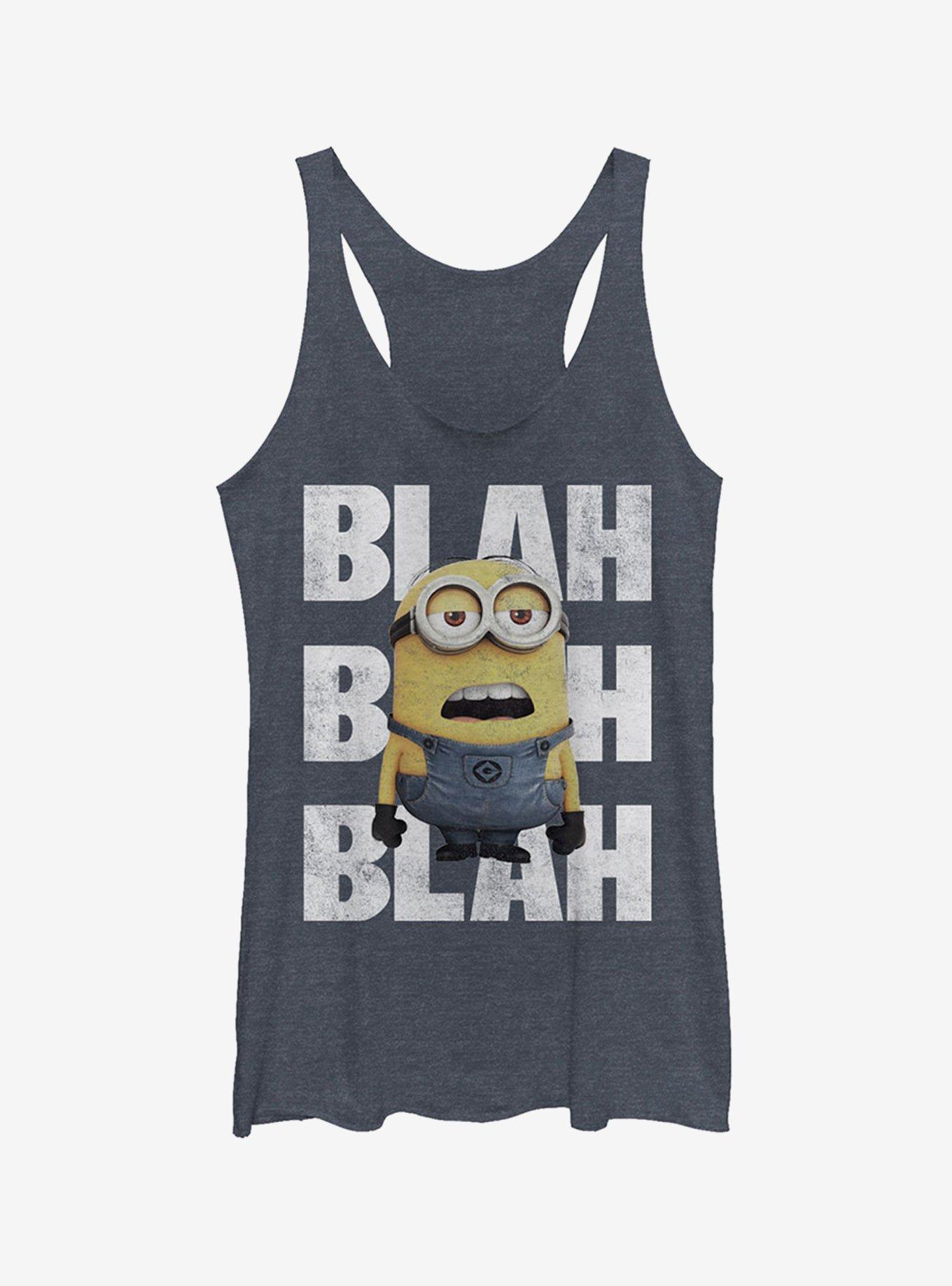 Minion Blah Blah Girls Tank Top, NAVY HTR, hi-res