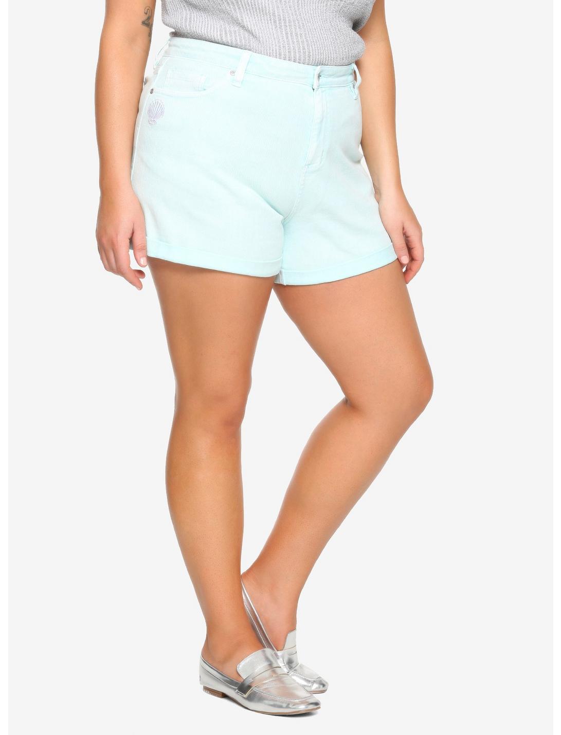 Her Universe Disney The Little Mermaid 30th Anniversary Pastel Mint Mom Shorts Plus Size, GREEN, hi-res