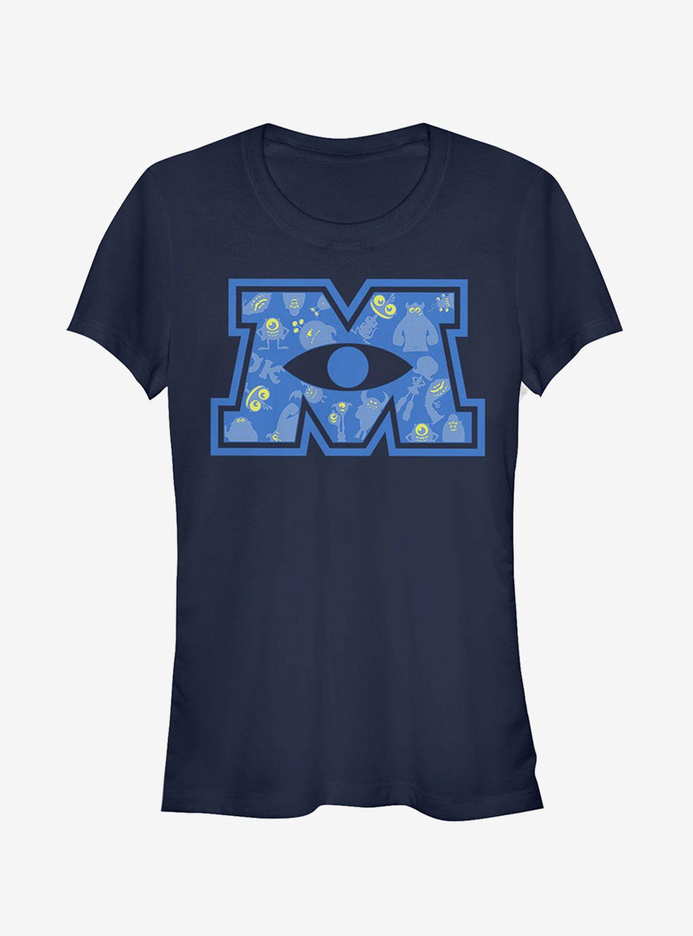 Disney Pixar Monsters Inc M Eyeball Logo Girls T-Shirt, NAVY, hi-res