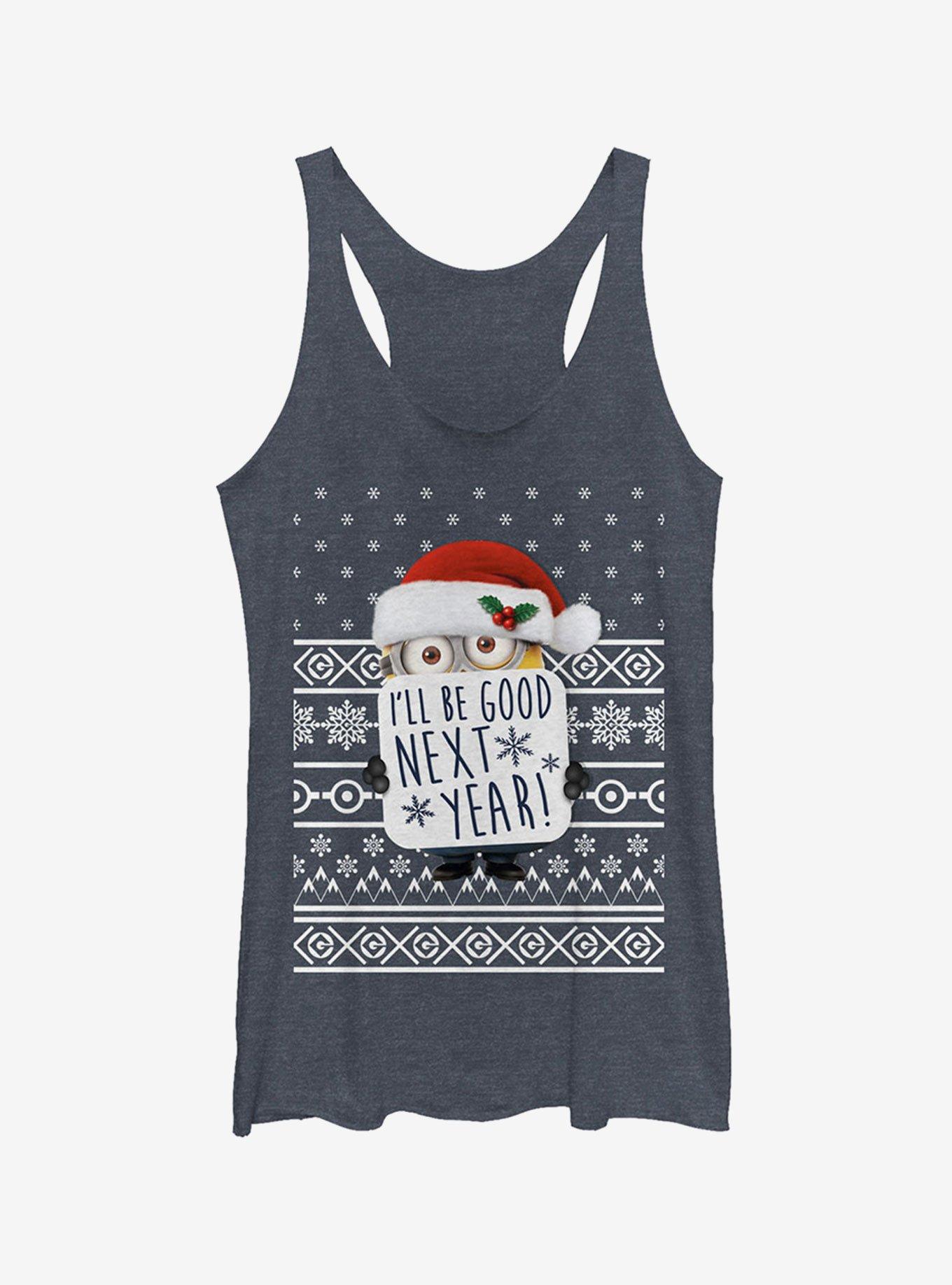 Minion Christmas Good Minion Girls Tank Top, NAVY HTR, hi-res