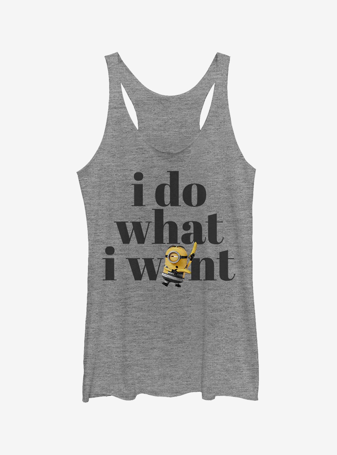 Minion Do What I Want Girls Tank Top, GRAY HTR, hi-res