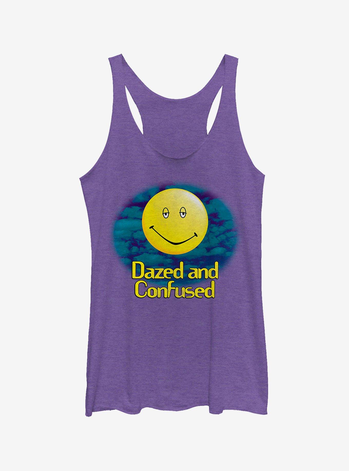 Dazed and Confused Cloudy Big Smile Logo Girls Tank Top, PUR HTR, hi-res