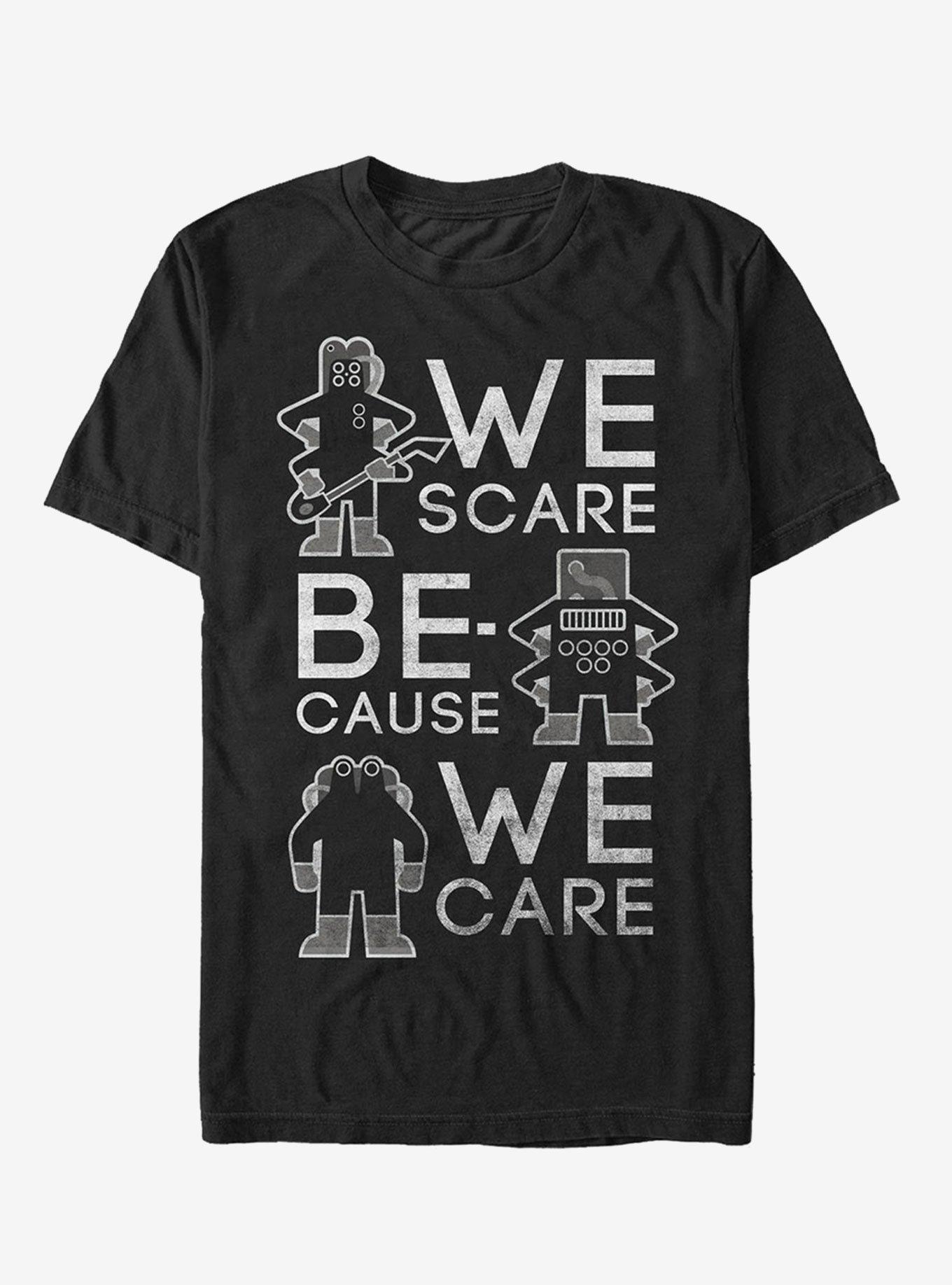 Disney Pixar Monsters Inc Scare Because We Care T-Shirt, BLACK, hi-res