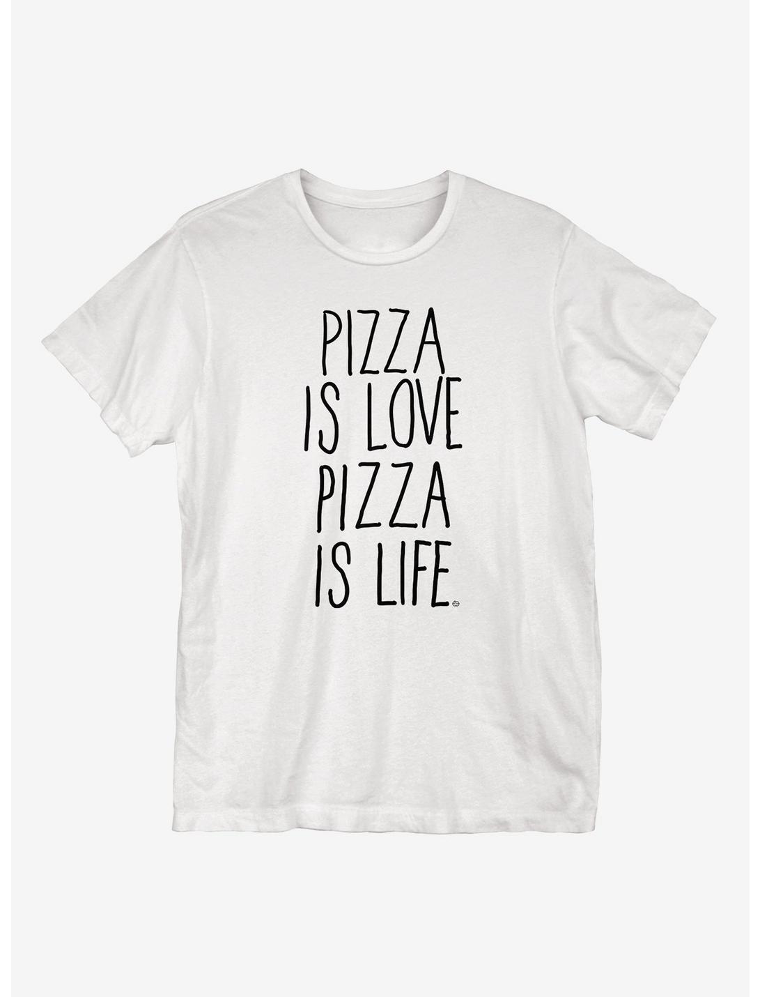 Pizza Is Love Pizza Is Life T-Shirt, WHITE, hi-res