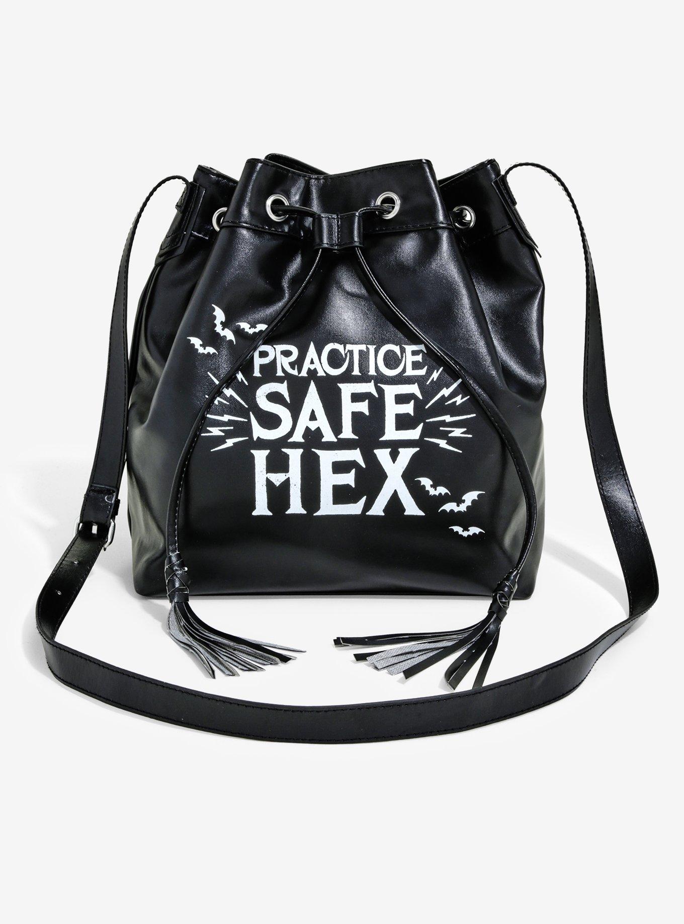 Practice Safe Hex Drawstring Bucket Bag, , hi-res