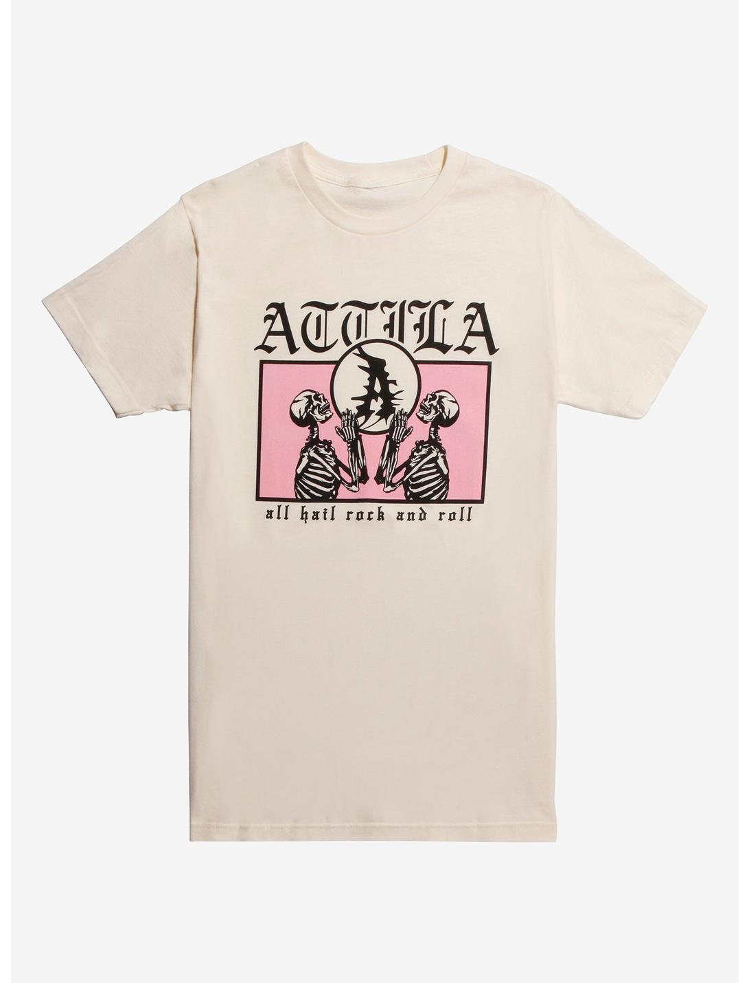 Attila All Hail Rock And Roll Skeleton T-Shirt, WHITE, hi-res