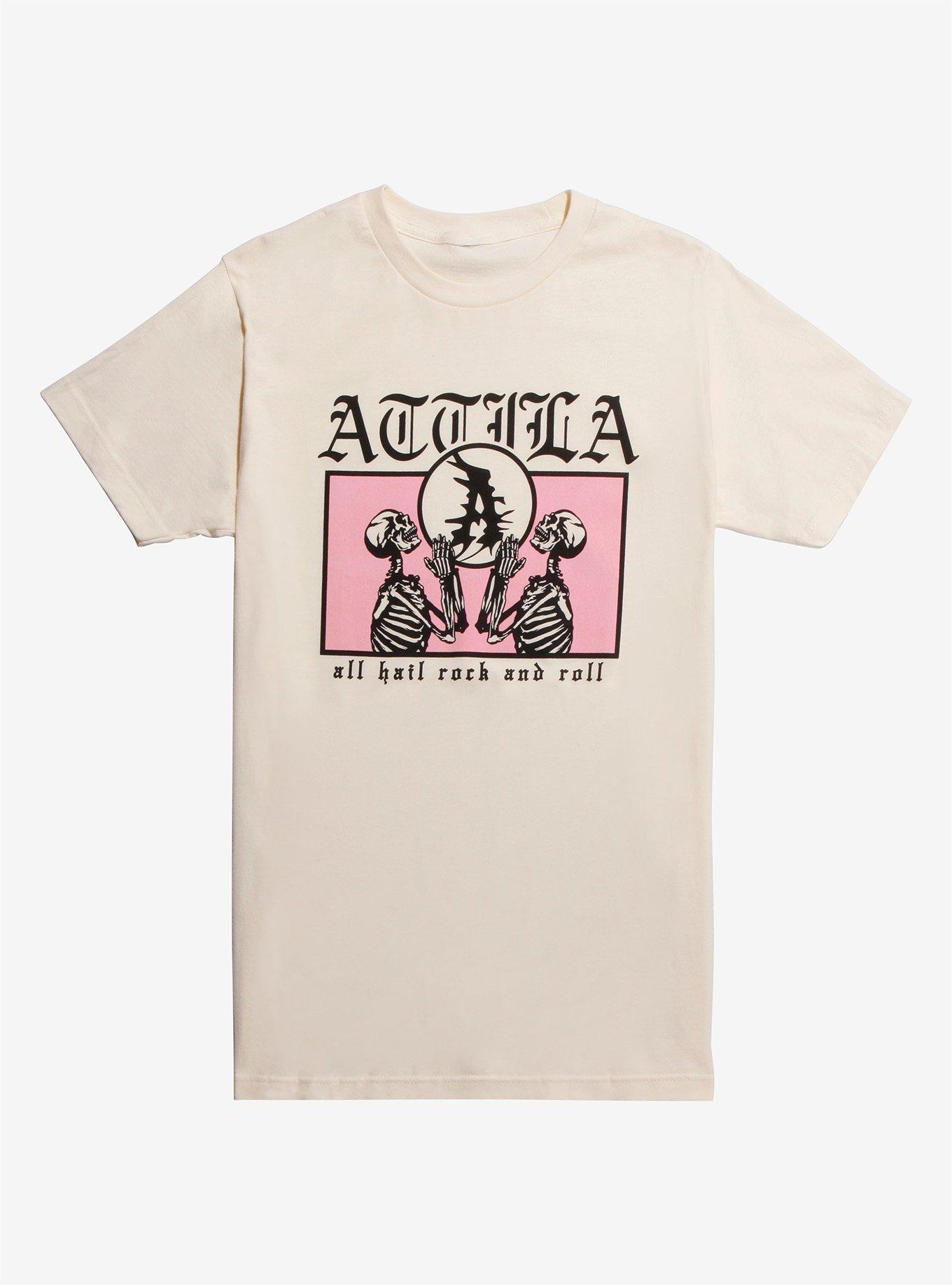 Attila All Hail Rock And Roll Skeleton T-Shirt, WHITE, hi-res