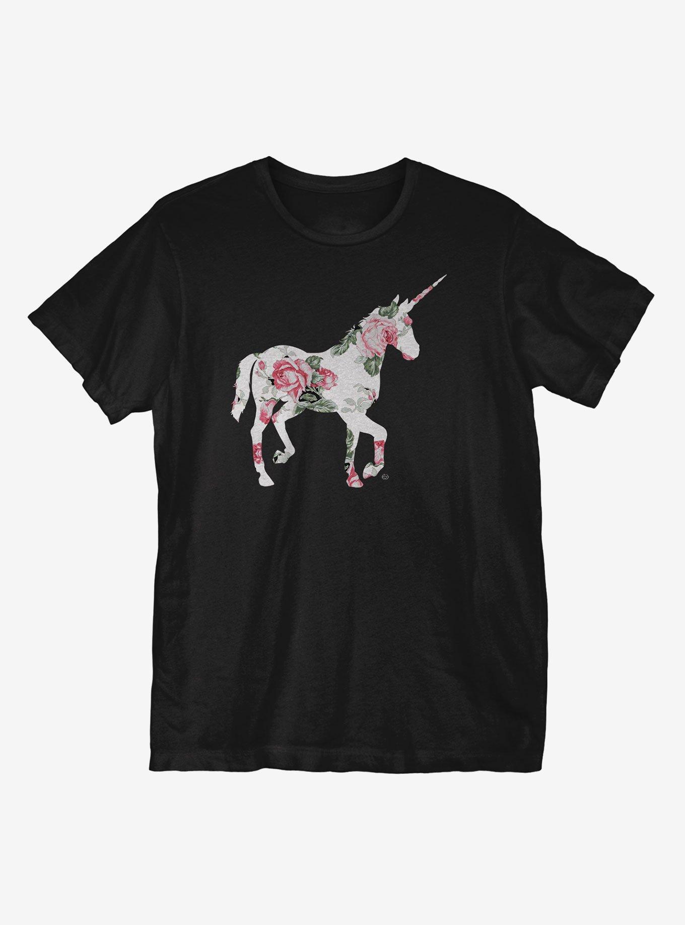 Floral Unicorn TShirt BLACK Hot Topic