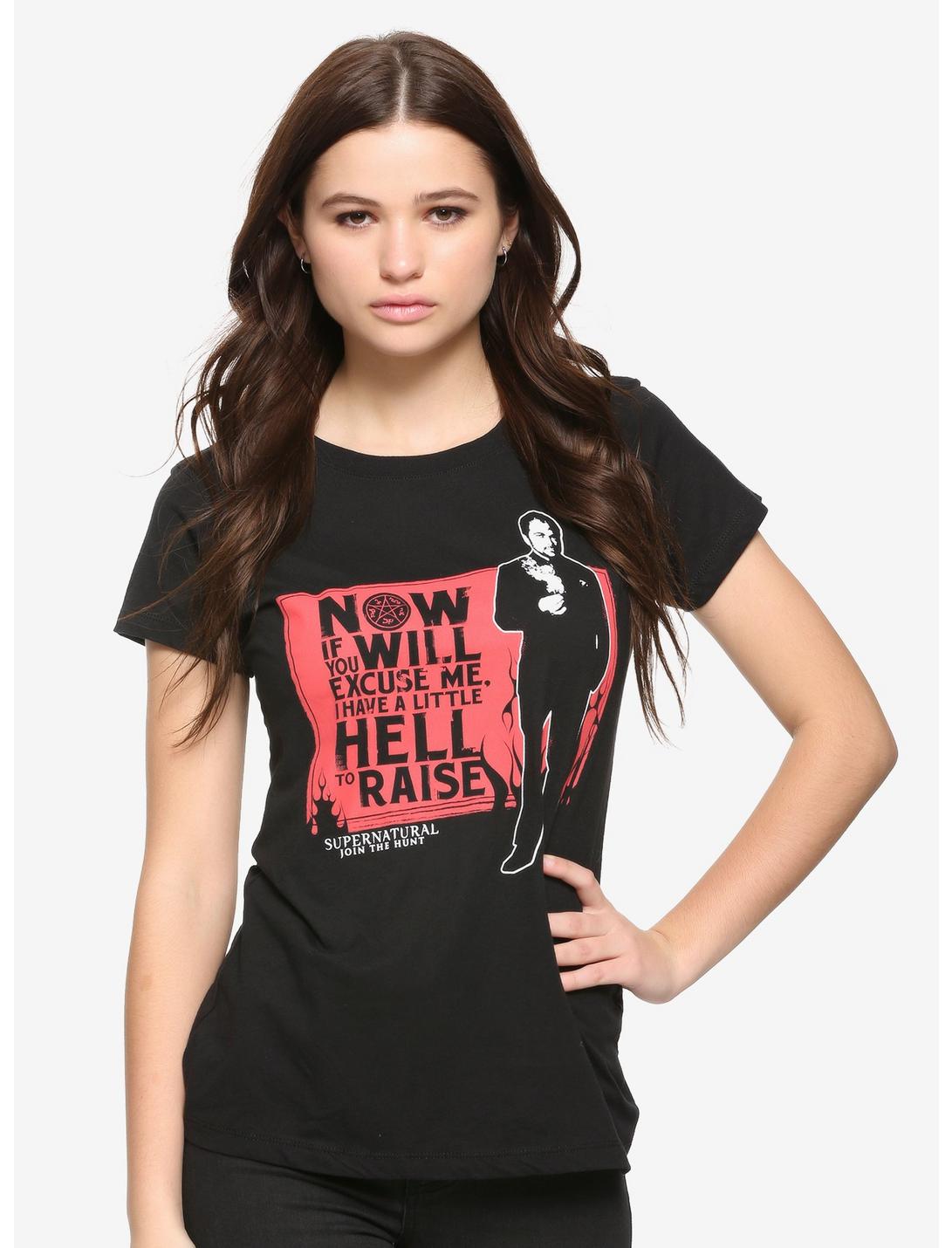 Supernatural Crowley Hell To Raise Girls T-Shirt, RED, hi-res
