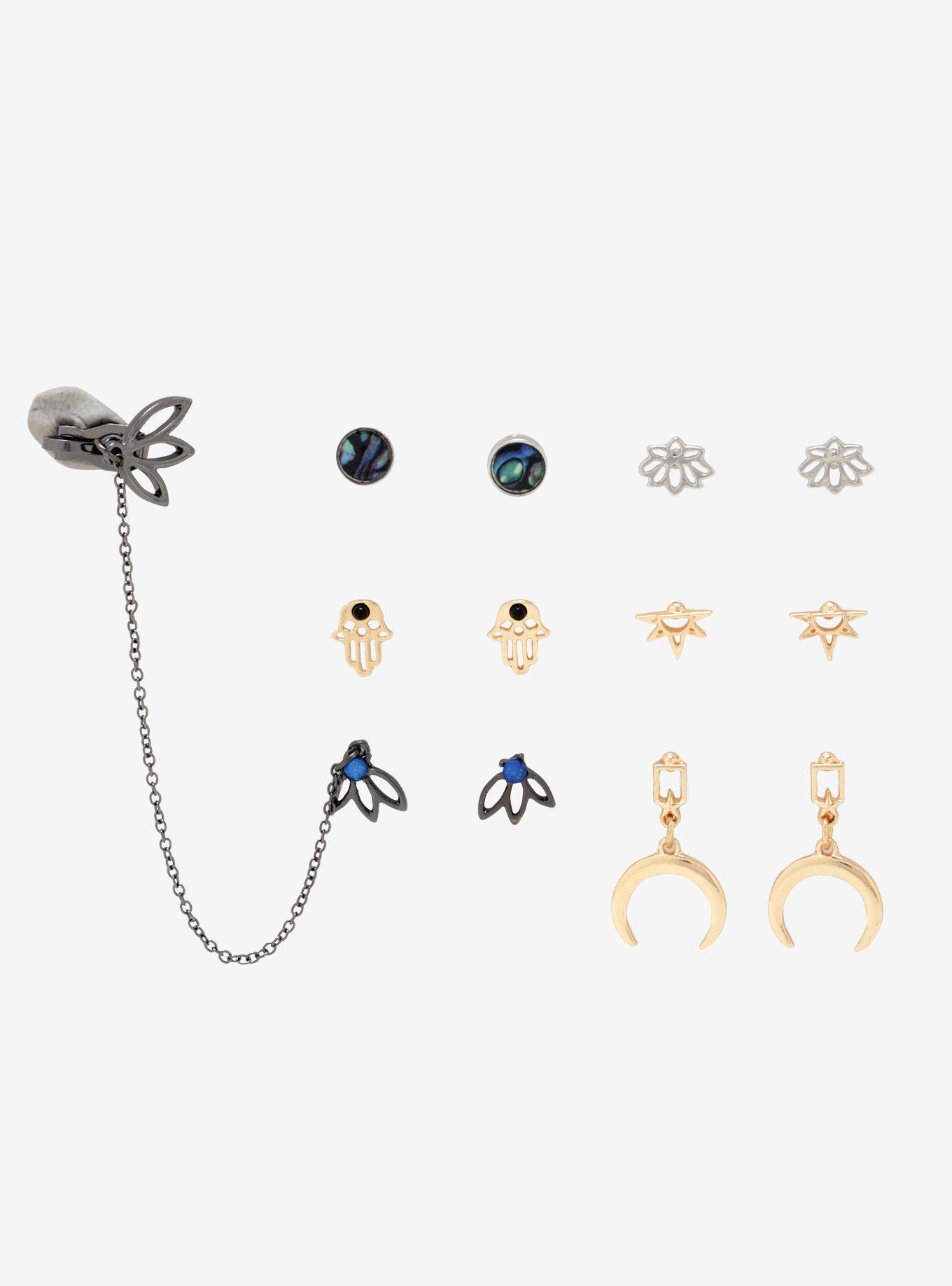 Hamsa Lotus Earring Set, , hi-res