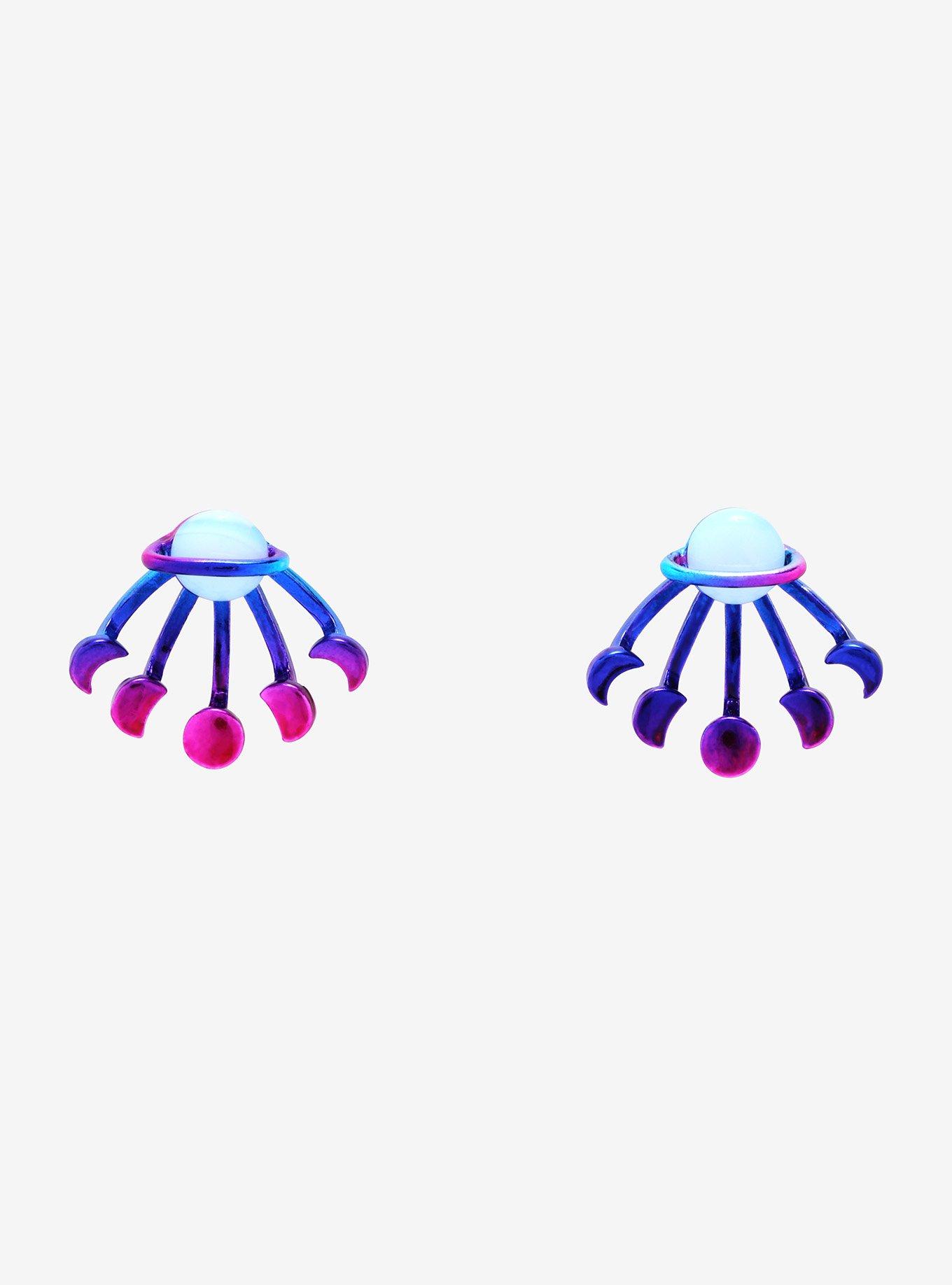 Planet Anodized Moon Front/Back Earrings, , hi-res