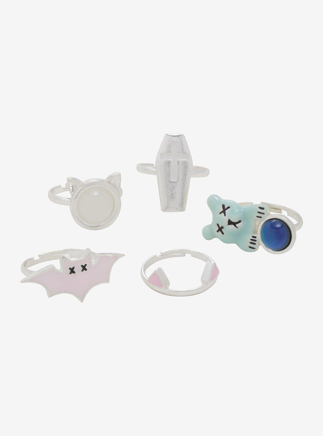 Pastel Goth Mood Ring Set, , hi-res