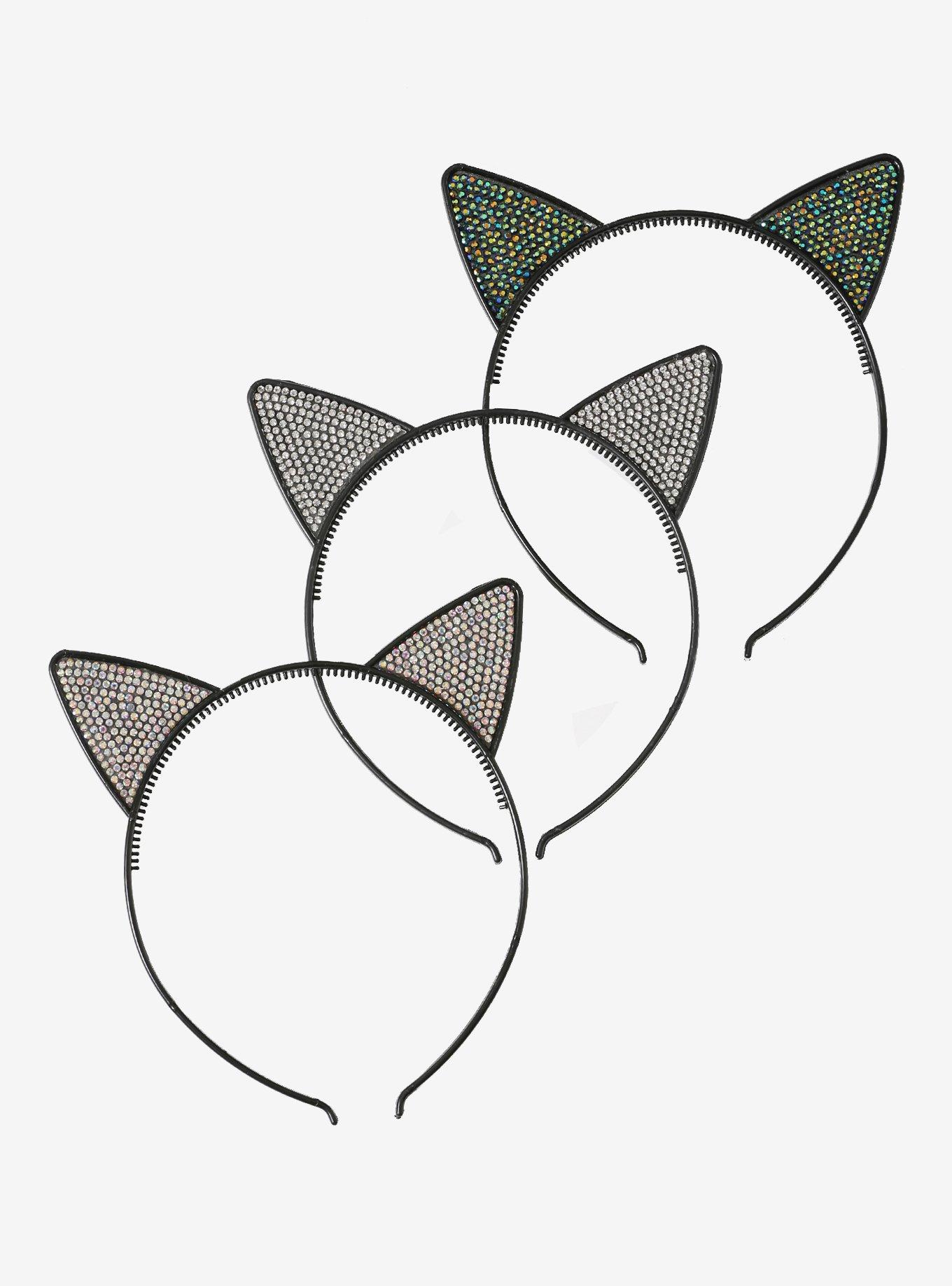 Rhinestone Cat Ear Headband Set, , hi-res