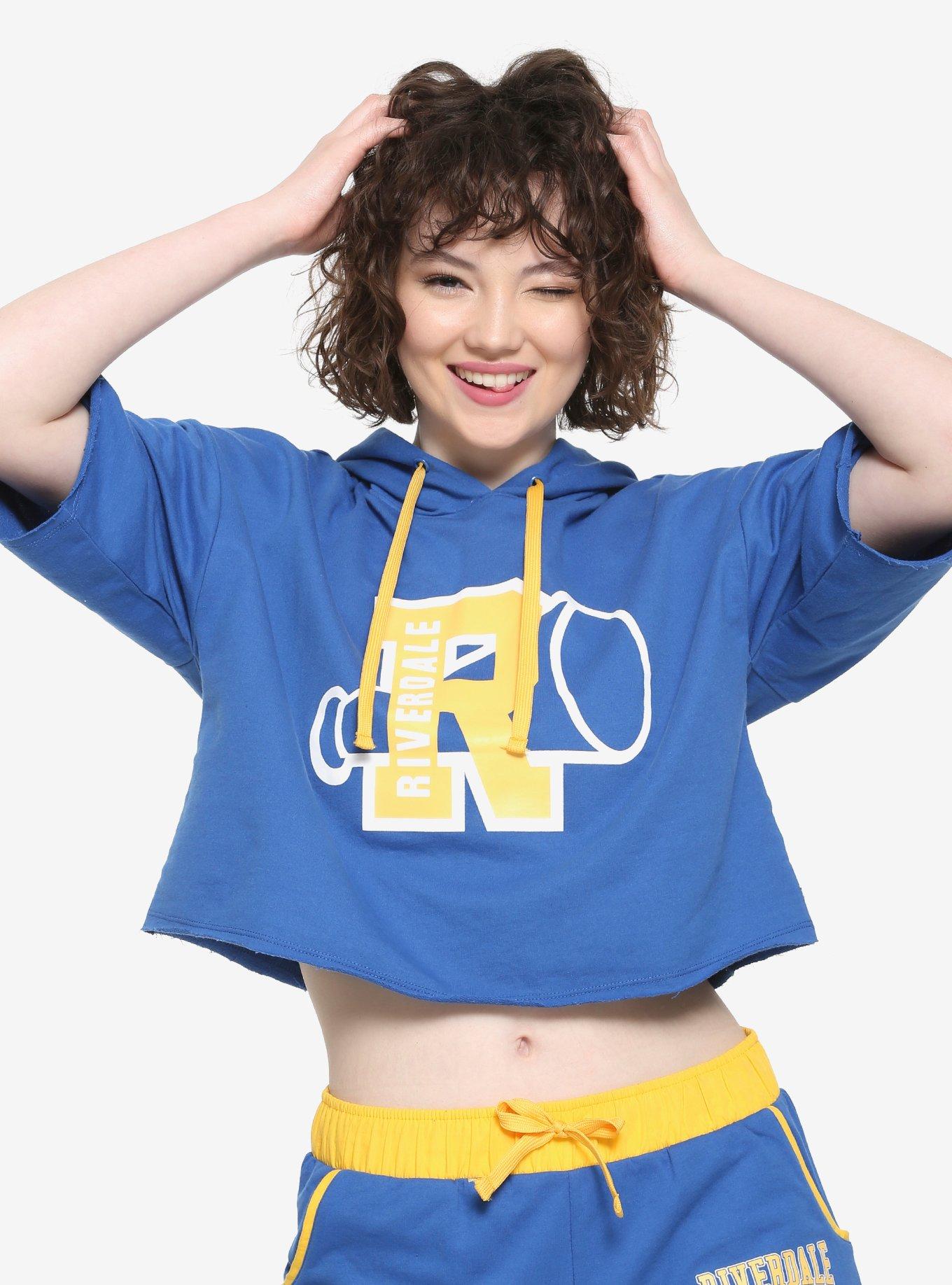 Riverdale Varsity Girls Crop Hoodie Hot Topic Exclusive, BLUE, hi-res