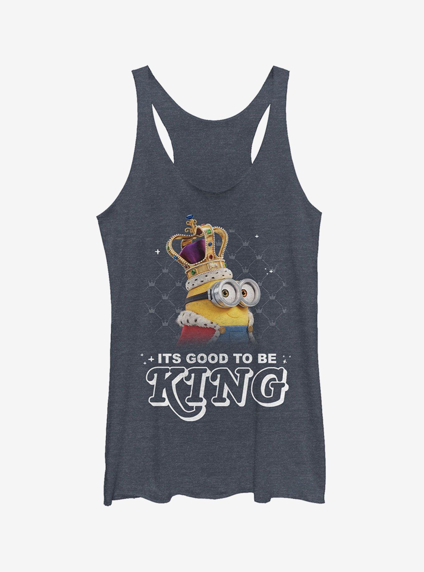 Minion Good to Be King Girls Tank Top, NAVY HTR, hi-res