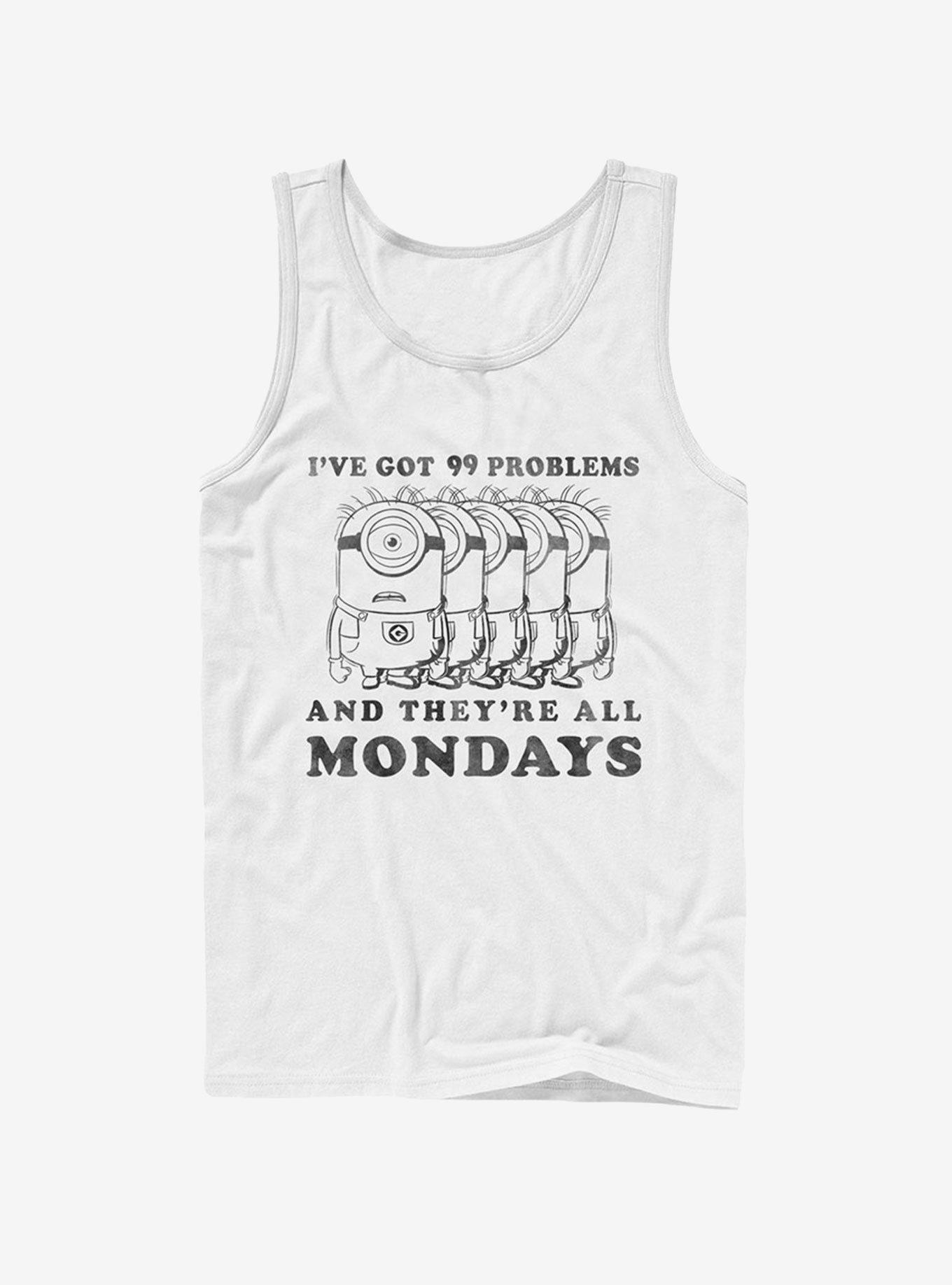 Minion Monday Problems Tank Top, WHITE, hi-res