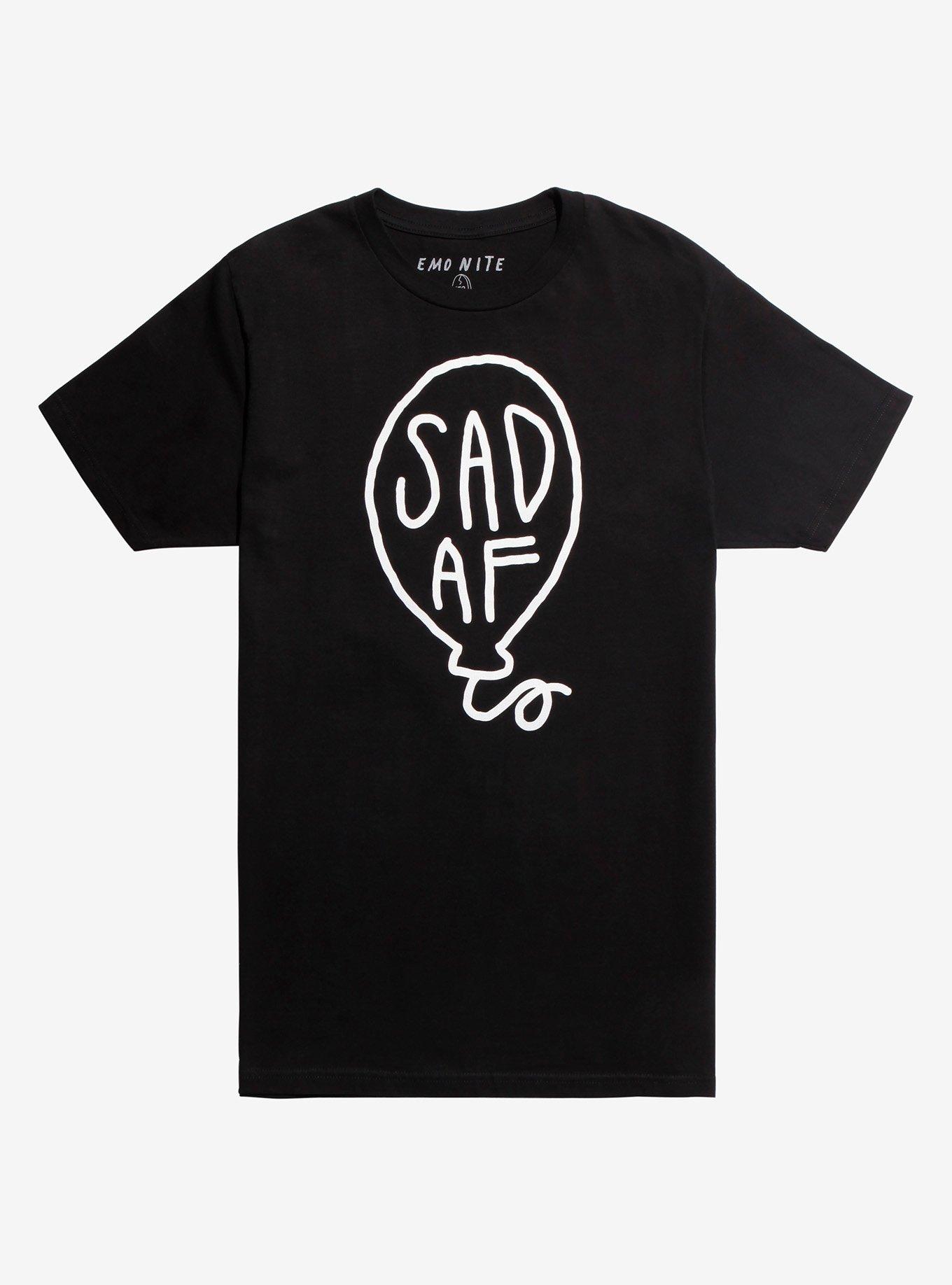 Emo Nite Sad AF Balloon T-Shirt, WHITE, hi-res