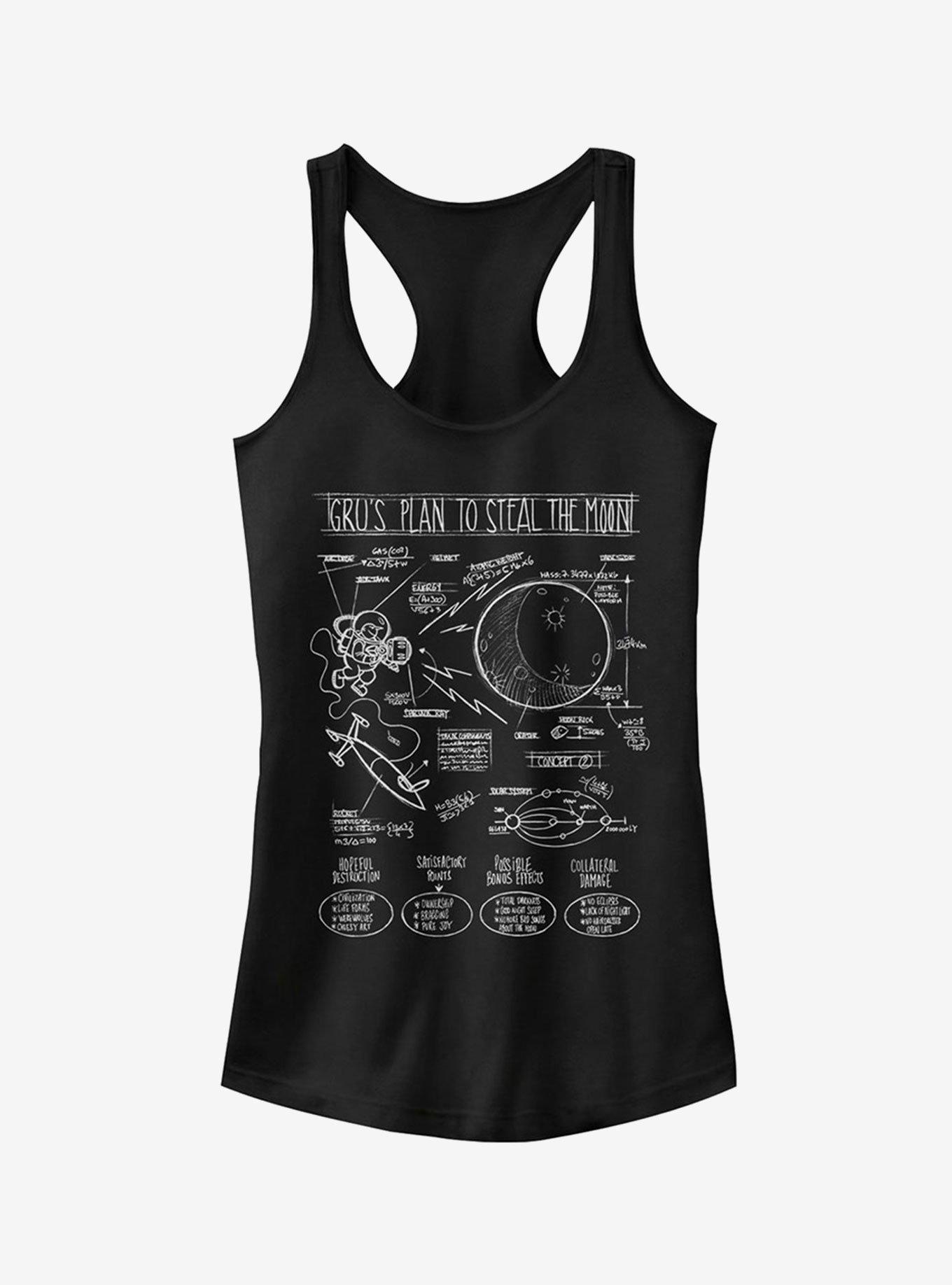 Minion Gru Plans to Steal Moon Girls Tank Top, BLACK, hi-res