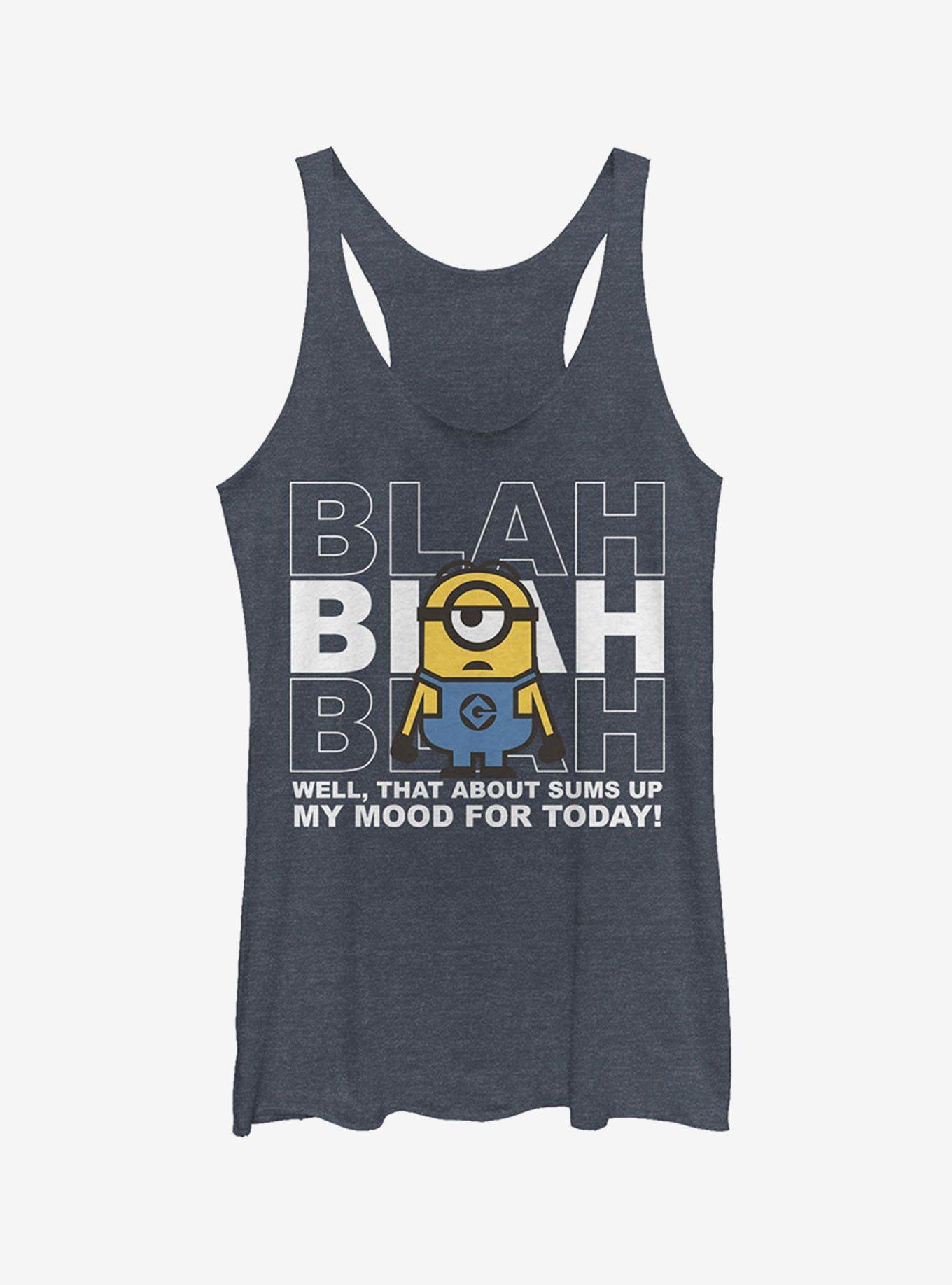 Minion Blah Mood Today Girls Tank Top, NAVY HTR, hi-res