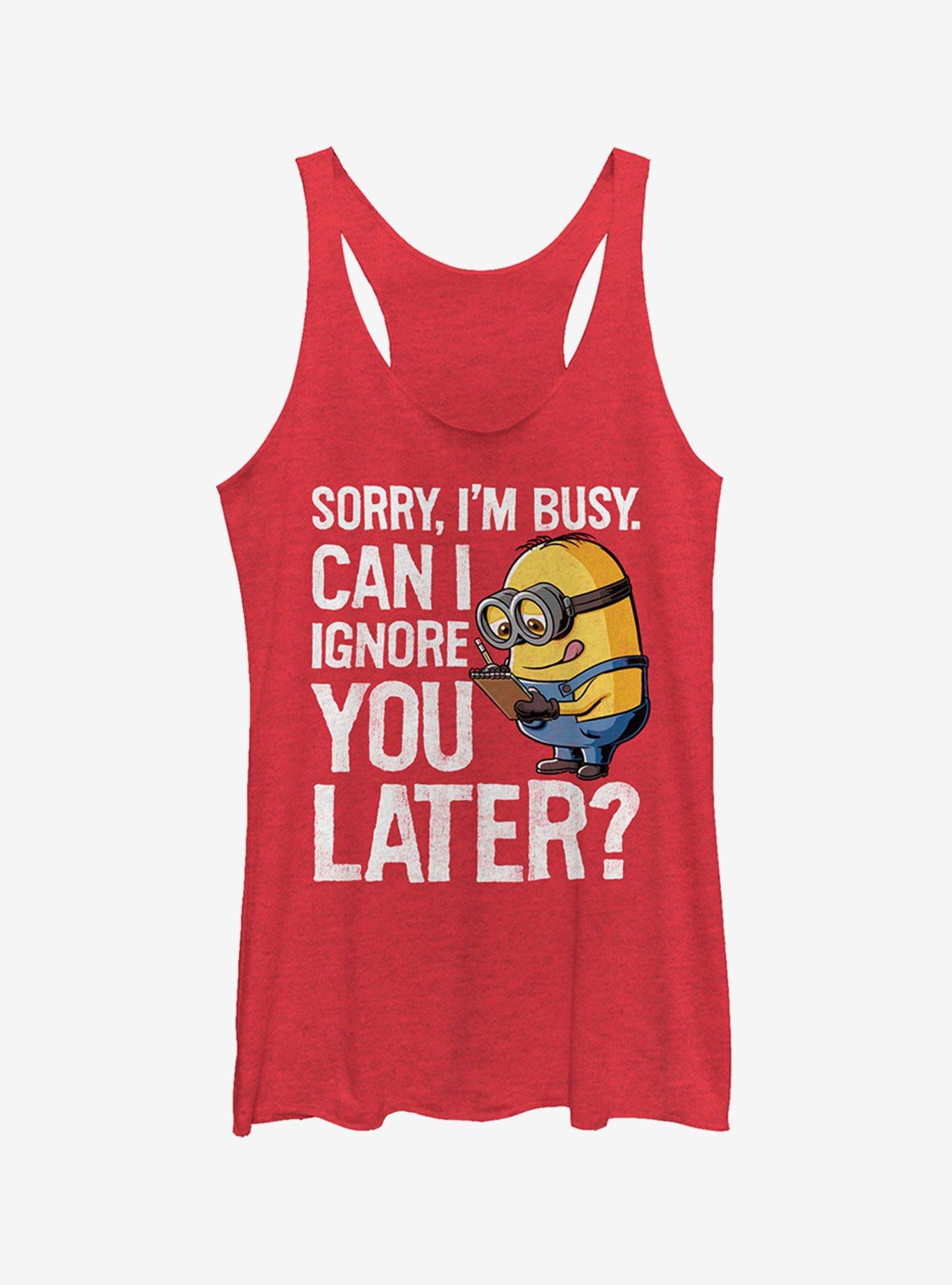 Minion Ignore You Later Girls Tank Top, RED HTR, hi-res