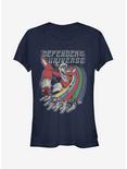 Voltron Retro Rainbow Lions Girls T-Shirt, NAVY, hi-res