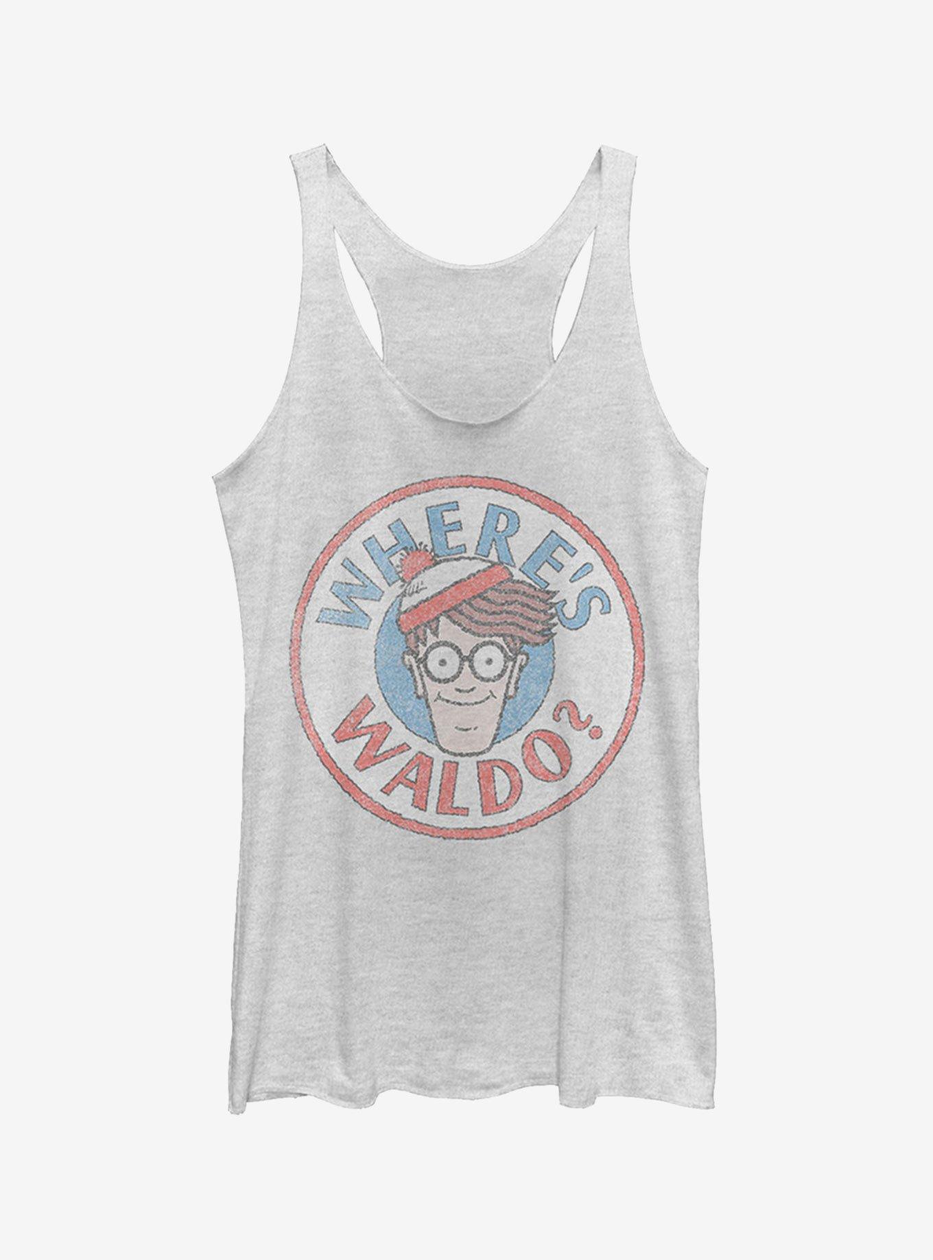 Where's Waldo Retro Character Circle Girls Tank Top, WHITE HTR, hi-res